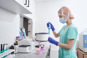 scientist doing oral microbiome test in laboratory