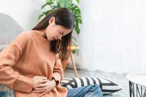 woman with stomach pain