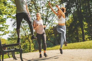 people exercising outside